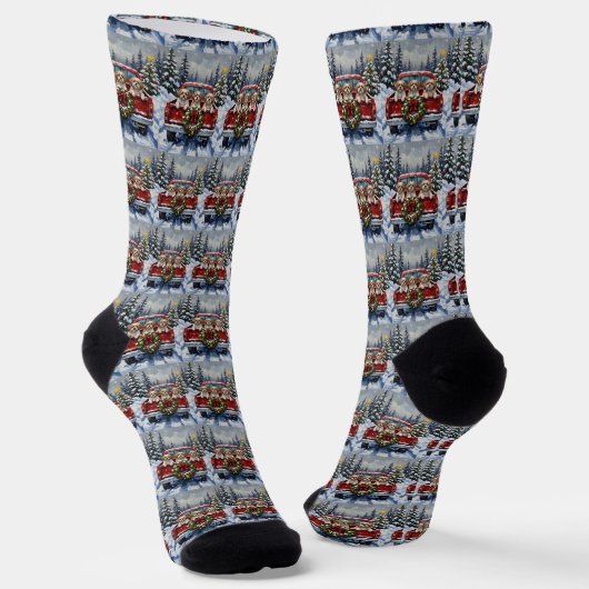 Shih Tzu Christmas Red Truck Holiday Socken (Gewinkelt)