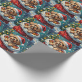 Shih Tzu Christmas Santa Bag Adventure Geschenkpapier (Ecke)