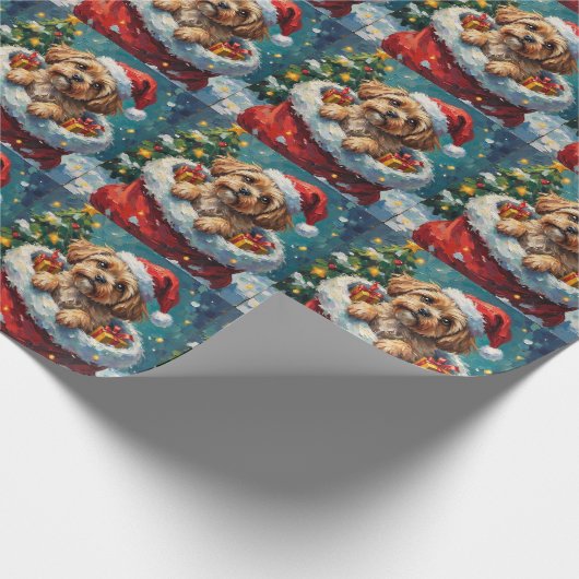 Shih Tzu Christmas Santa Bag Adventure Geschenkpapier (Ecke)