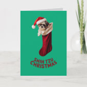 Shih Tzu Christmas Strumpf Karte (Vorderseite)