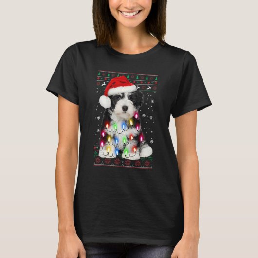 Shih Tzu Christmas Sweater Tree Lights Shih Tzu Ch T-Shirt (Vorderseite)