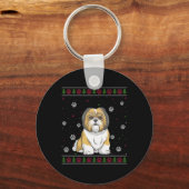 Shih Tzu Christmas Sweater Xmas Pet Animal Dog Lov Schlüsselanhänger (Vorderseite)