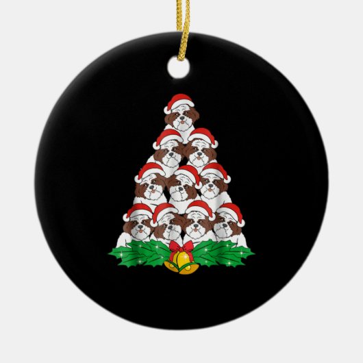 Shih Tzu Christmas Tree Dog Xmas Lover Keramik Ornament (Vorne)