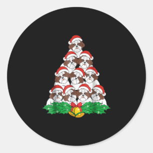 Shih Tzu Christmas Tree Dog Xmas Lover Runder Aufkleber