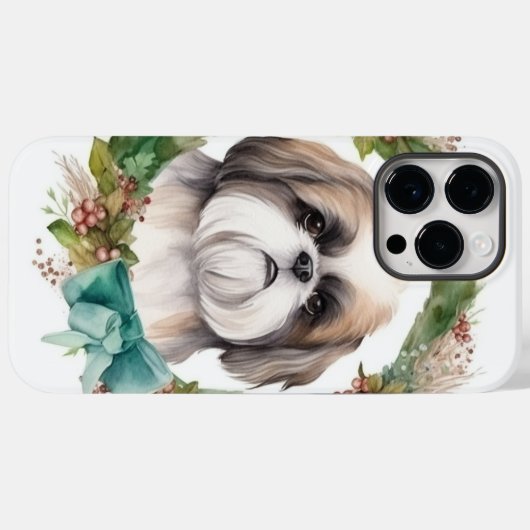 Shih Tzu Christmas Wreath Festivals Case-Mate iPhone Hülle (Rückseite (Horizontal))