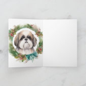 Shih Tzu Christmas Wreath Festivals Karte (Innenseite)