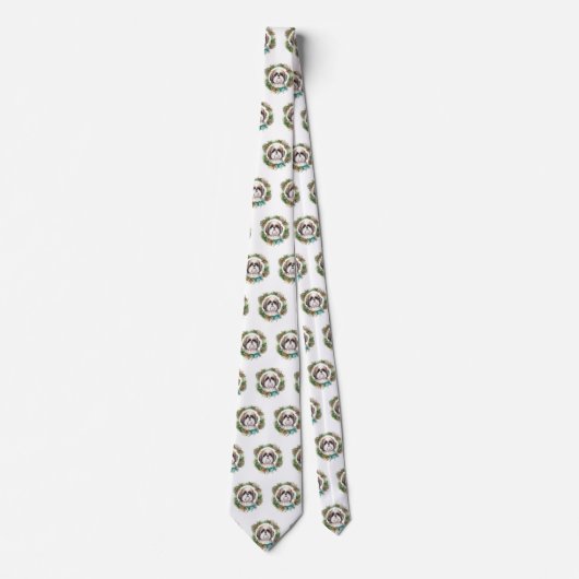 Shih Tzu Christmas Wreath Festivals Krawatte (Vorderseite)