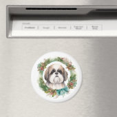 Shih Tzu Christmas Wreath Festivals Magnet (In Situ (Geschirrspüler))