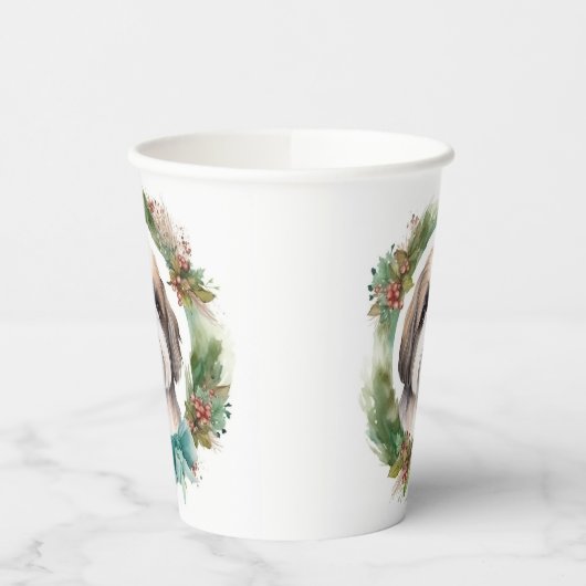 Shih Tzu Christmas Wreath Festivals Pappbecher (Links)