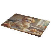 Shih Tzu Cooking in Kitchen Schneidebrett (Ecke)