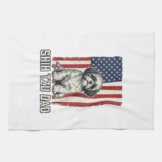 Shih Tzu Dad Patriotic Flag Vintage Dog Shirt_1 Geschirrtuch (Horizontal)