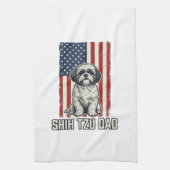 Shih Tzu Dad Patriotic Flag Vintage Dog Shirt_1 Geschirrtuch (Vertikal)