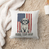 Shih Tzu Dad Patriotic Flag Vintage Dog Shirt_1 Kissen (Decke)