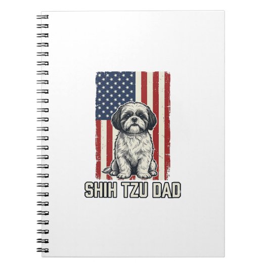 Shih Tzu Dad Patriotic Flag Vintage Dog Shirt_1 Notizblock (Vorderseite)