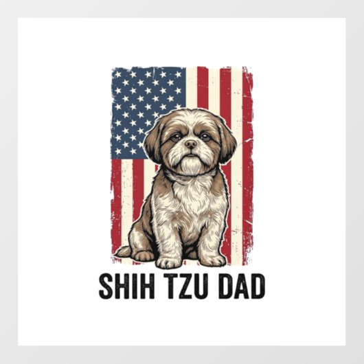 Shih Tzu Dad Patriotic Vintage Dog Shirt Design_1 Fensteraufkleber (Blatt)