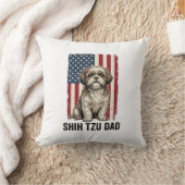 Shih Tzu Dad Patriotic Vintage Dog Shirt Design_1 Kissen (Decke)