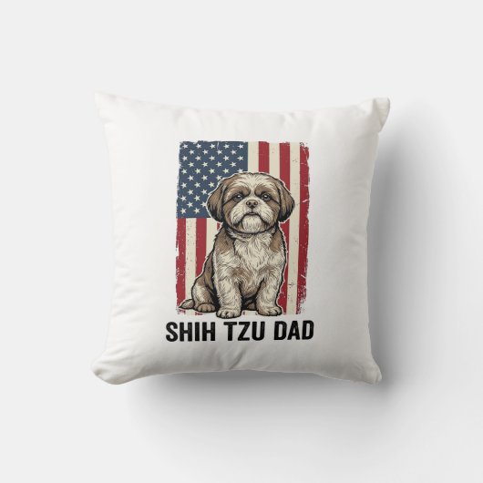 Shih Tzu Dad Patriotic Vintage Dog Shirt Design_1 Kissen (Vorderseite)
