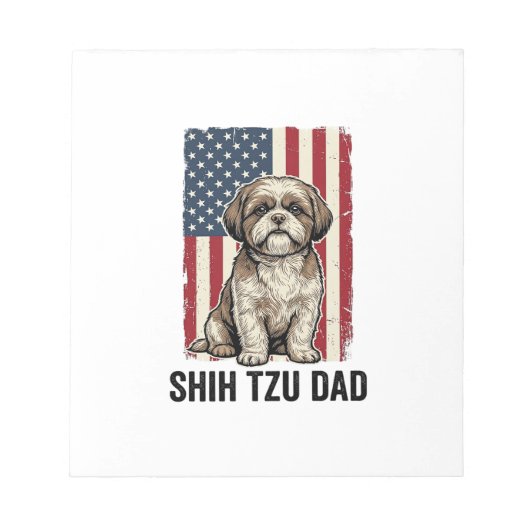 Shih Tzu Dad Patriotic Vintage Dog Shirt Design_1 Notizblock (Vorderseite)