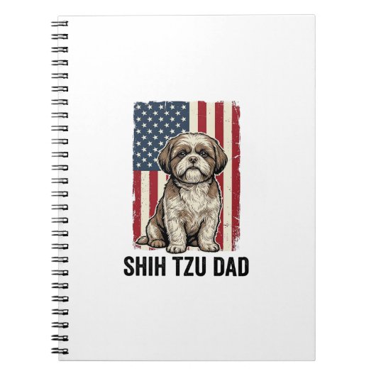 Shih Tzu Dad Patriotic Vintage Dog Shirt Design_1 Notizblock (Vorderseite)