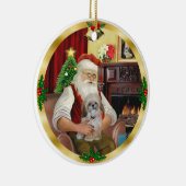 Shih Tzu des Weihnachtsmanns (#17) Keramikornament (Rechts)