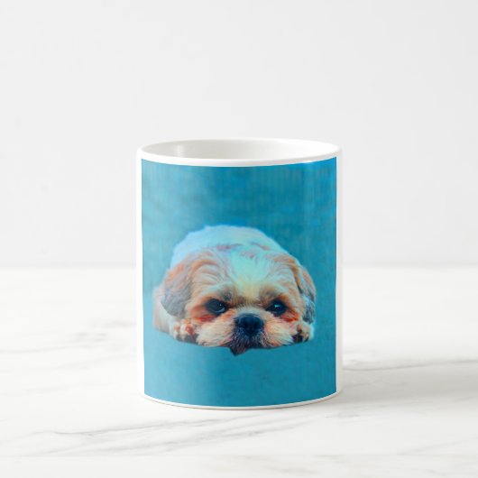 Shih Tzu Dog Aquarellkunst Portrait Kaffeetasse (Mittel)