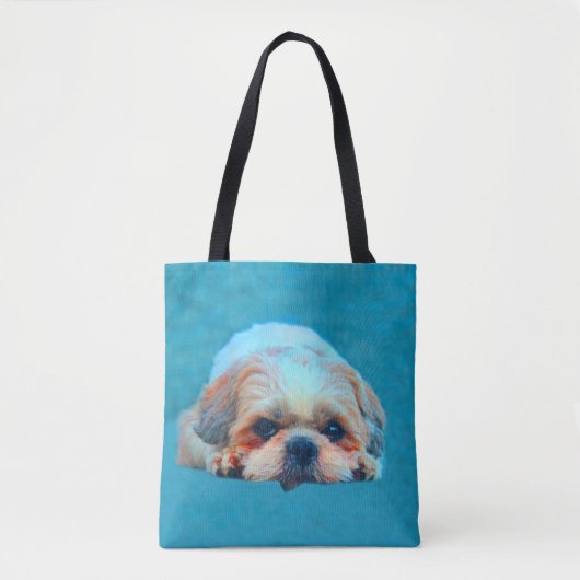 Shih Tzu Dog Aquarellkunst Portrait Tasche (Vorderseite)