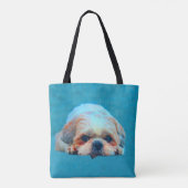 Shih Tzu Dog Aquarellkunst Portrait Tasche (Rückseite)