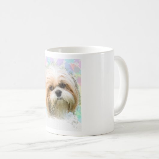 Shih Tzu Dog Aquarellmalerei Kaffeetasse (VorderseiteRechts)