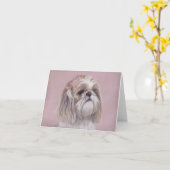 Shih tzu Dog Art Note Card Karte (Gelbe Blume)