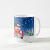 Shih Tzu Dog Autofahren Auto in Schnee Weihnachten Kaffeetasse (VorderseiteRechts)