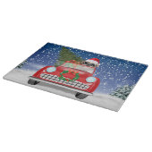Shih Tzu Dog Autofahren Auto in Schnee Weihnachten Schneidebrett (Ecke)