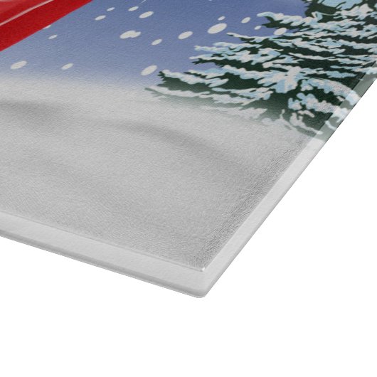 Shih Tzu Dog Autofahren Auto in Schnee Weihnachten Schneidebrett (Ecke)