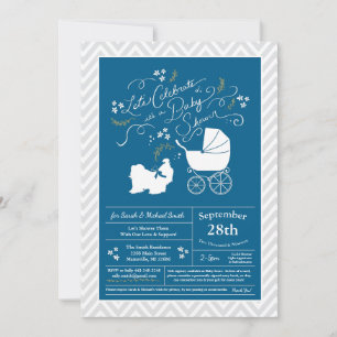 Shih Tzu Dog Baby Shower Blue Boy Einladung