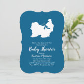 Shih Tzu Dog Baby Shower Blue Boy Einladung (Stehend Vorderseite)