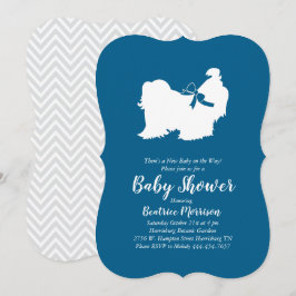 Shih Tzu Dog Baby Shower Blue Boy Einladung