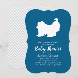 Shih Tzu Dog Baby Shower Blue Boy Einladung