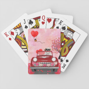 Shih Tzu Dog Car mit Herz-Valentine   Spielkarten