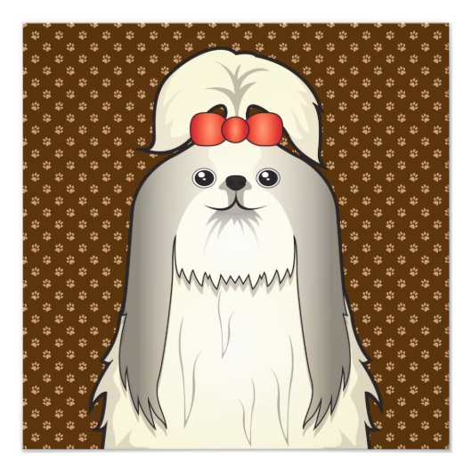 Shih Tzu Dog Cartoon Paws Fotodruck (Vorne)