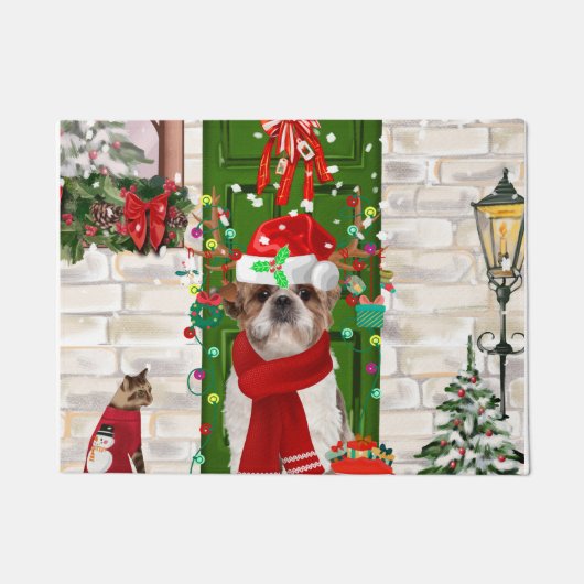 Shih Tzu Dog Christmas Fußmatte (Vorderseite)