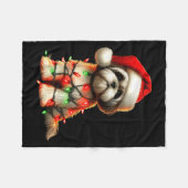 Shih Tzu Dog Christmas Lights Santa Hat Dog Lover Fleecedecke (Vorderseite (Horizontal))