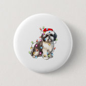Shih Tzu Dog Christmas Lights Xmas Cute Button (Vorderseite)