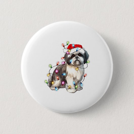 Shih Tzu Dog Christmas Lights Xmas Cute  Button (Vorderseite)