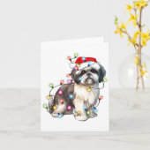 Shih Tzu Dog Christmas Lights Xmas Cute Karte (Gelbe Blume)