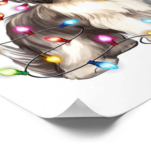 Shih Tzu Dog Christmas Lights Xmas Cute  Poster (Ecke)