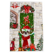Shih Tzu Dog Christmas Mittlere Geschenktüte (Rückseite)