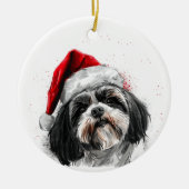 Shih Tzu Dog Christmas Personalized Keramik Ornament (Vorne)