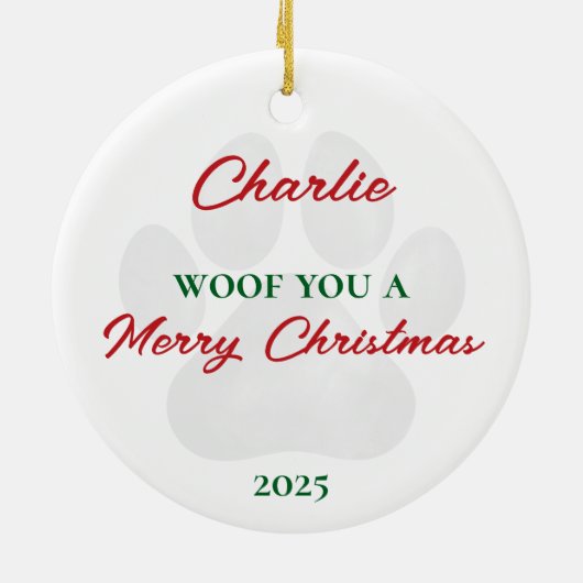 Shih Tzu Dog Christmas Personalized Keramik Ornament (Hinten)