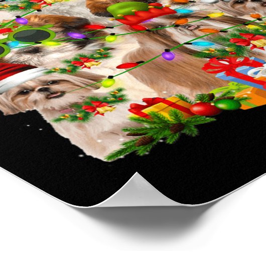 Shih Tzu Dog Christmas Tree Poster (Ecke)
