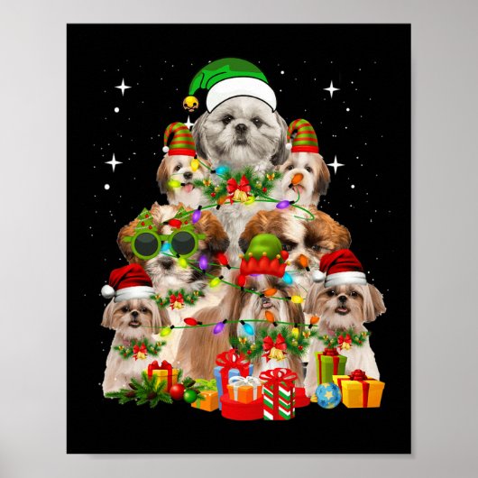 Shih Tzu Dog Christmas Tree Poster (Vorne)