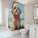 Shih Tzu Dog Christmas Vintag Beach Duschvorhang<br><div class="desc">Bringen Sie die Wärme der Ferien an die Küste mit diesem charmanten, Vintag inspirierten Design, das einen festlichen Hund auf einem ruhigen Strand besticht. Mit einer klassischen Touch nostalgischer Töne und Küstenstöcke erweckt dieses Kunstwerk den Zauber der Weihnachtszeit am Meer. Dieses Design ist perfekt für den gelungenen Urlaub geeignet und...</div>